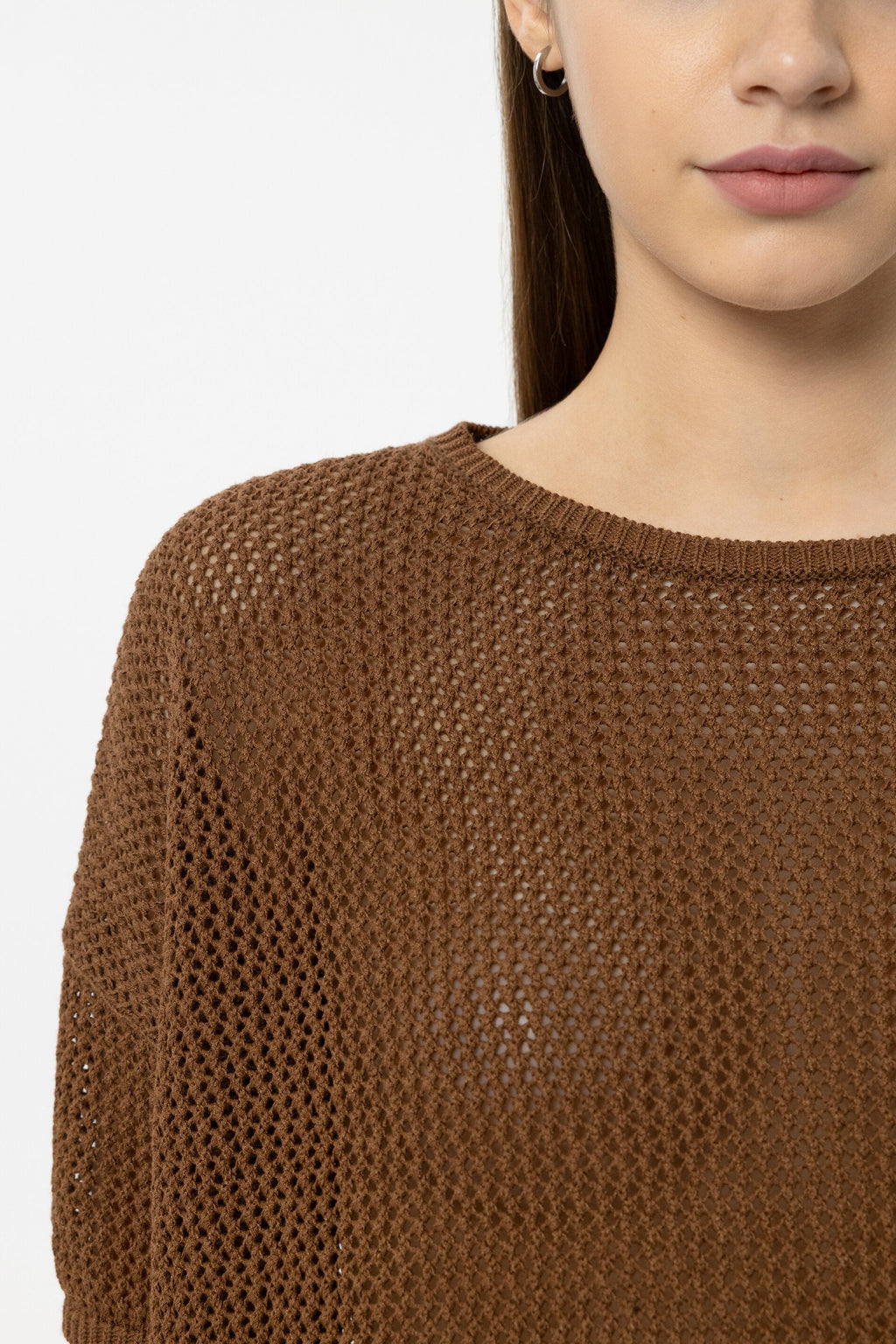 Trui van linnenmix - donker terracotta - Standaard