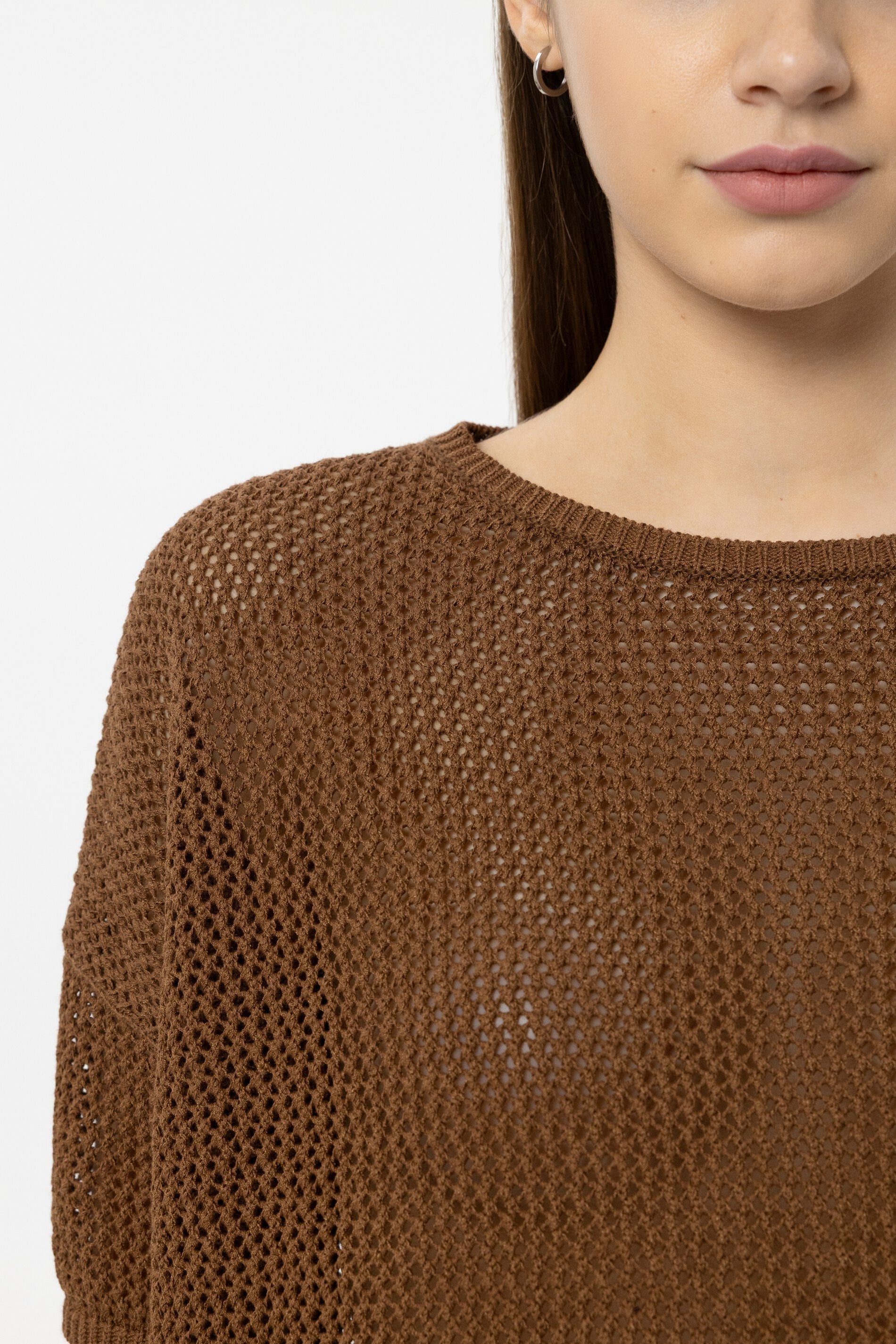 Trui van linnenmix - donker terracotta - Standaard
