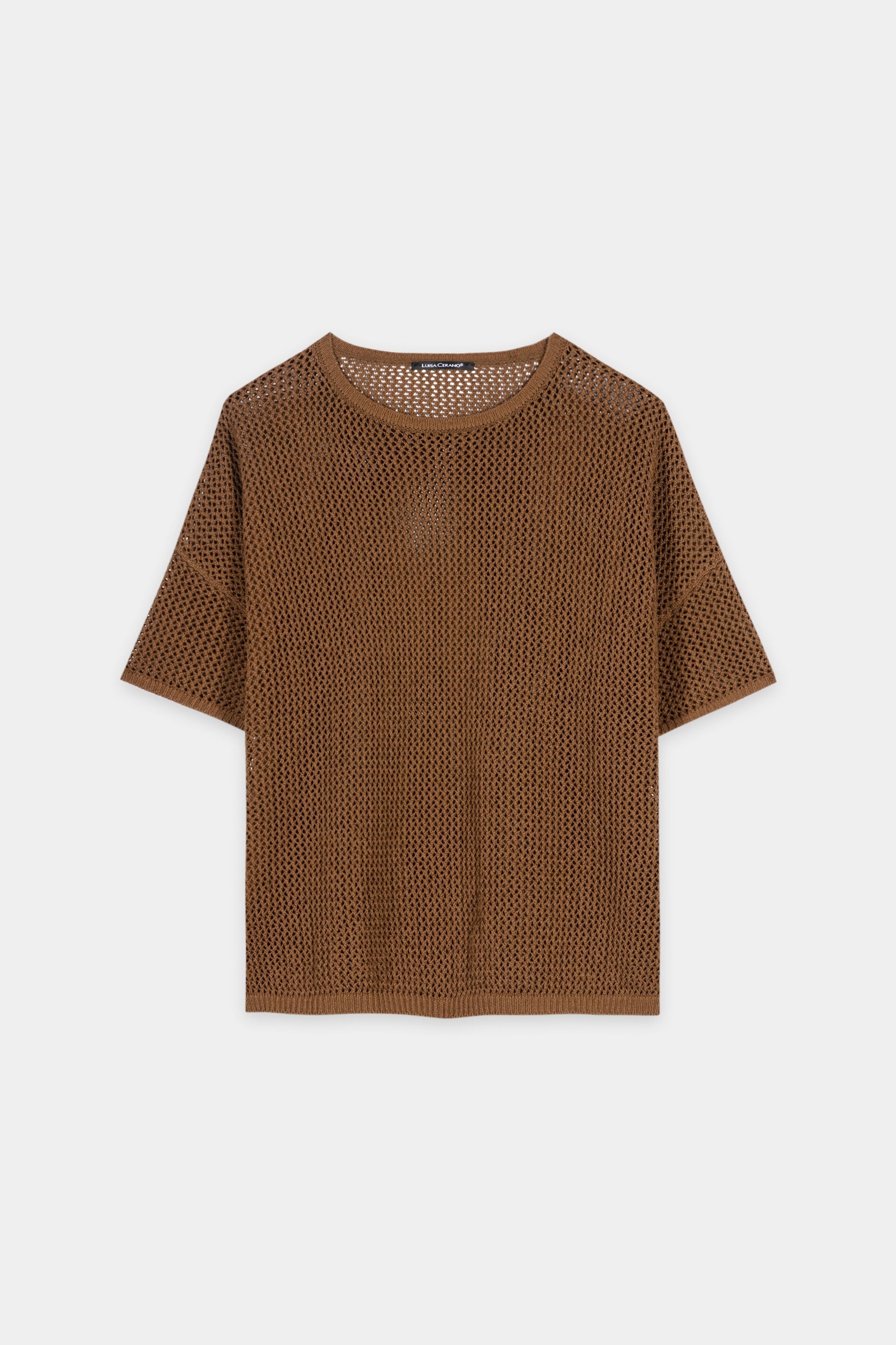 Trui van linnenmix - donker terracotta - Standaard
