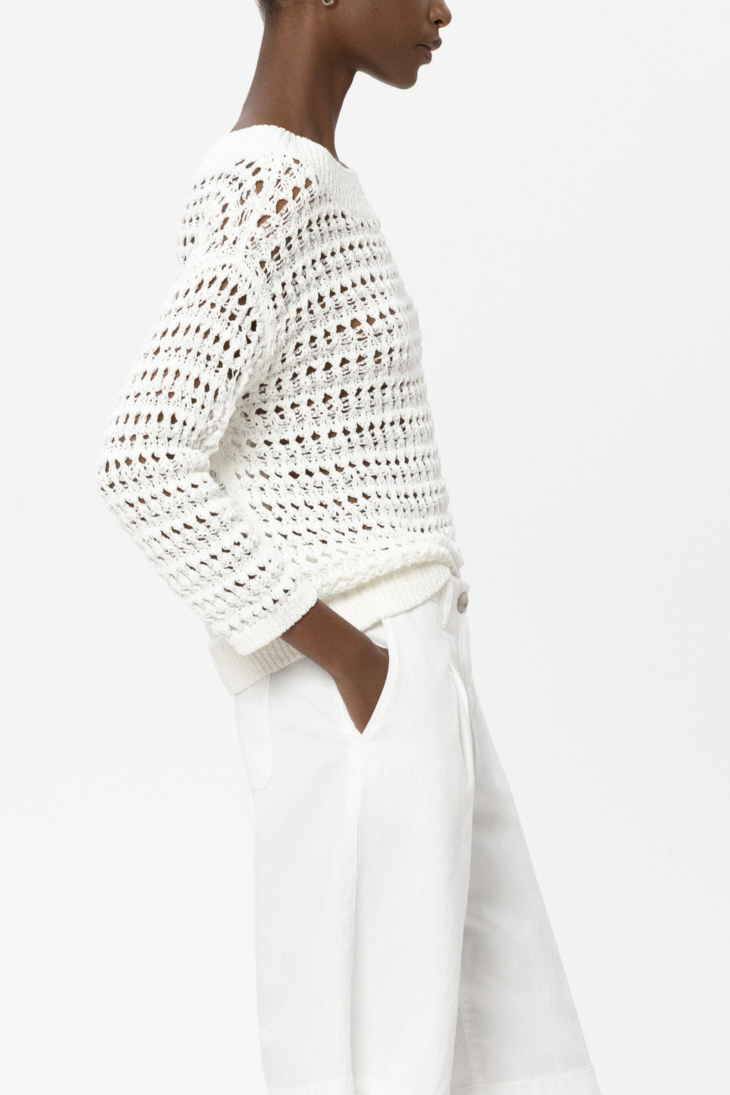 Trui met haaklook - wit - Standaard