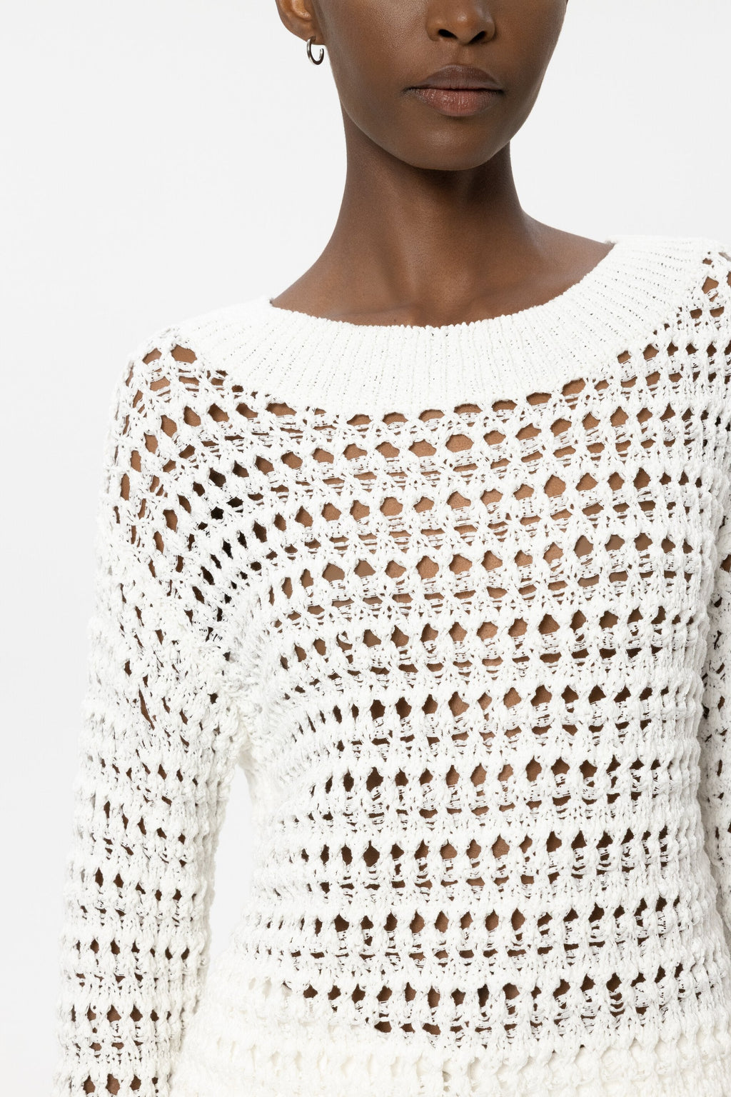 Trui met haaklook - wit - Standaard
