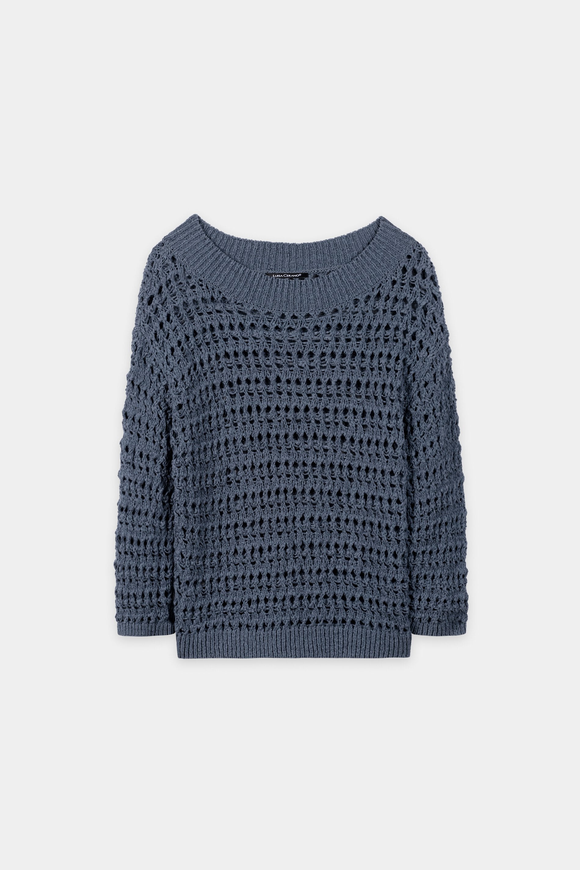 Trui met haaklook - blauw getint - Standaard