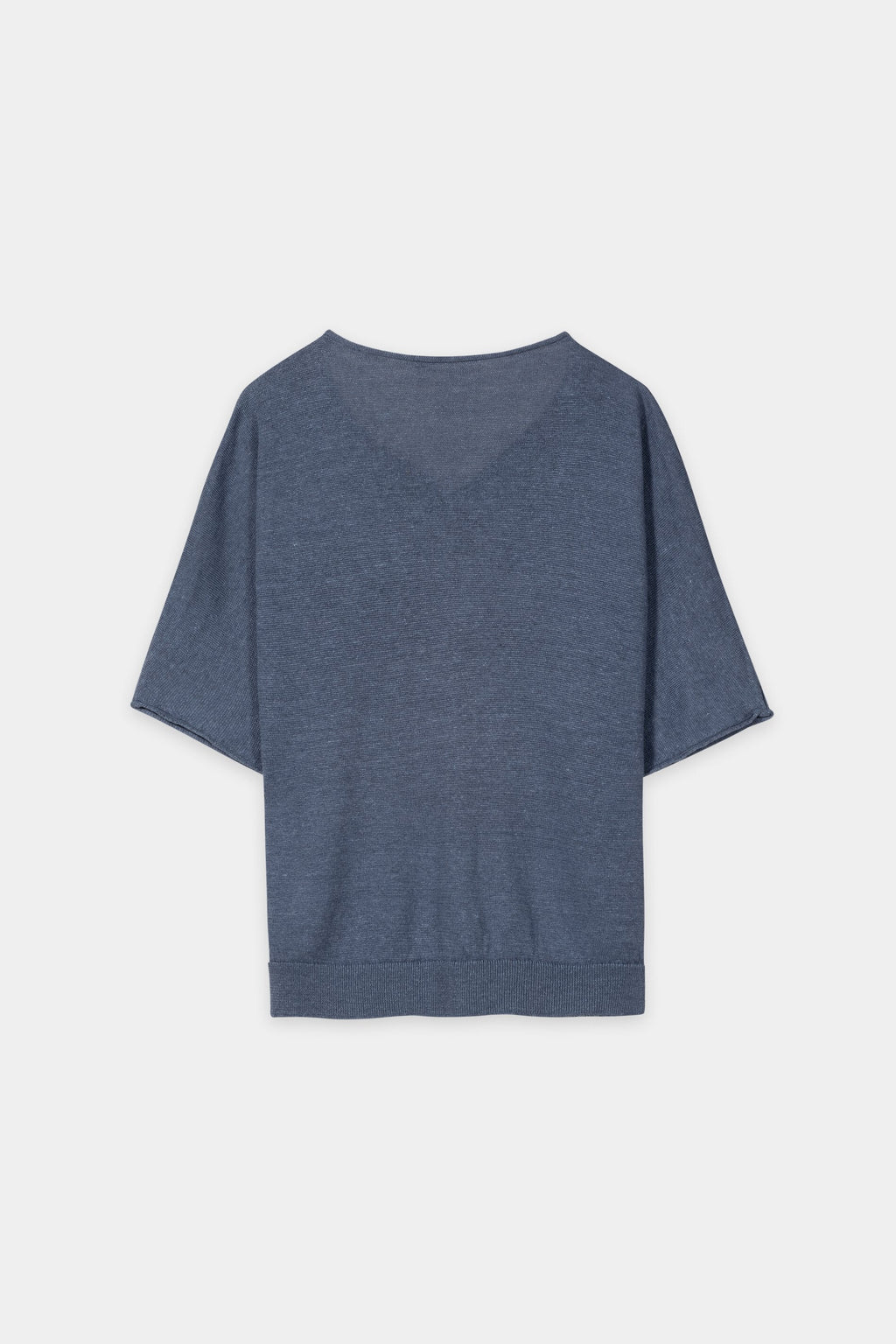 Linnen trui met V-hals - blauw getint - Standaard