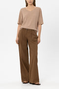 Leinen-Pullover mit V-Neck - light terracotta - Standard | Model Front