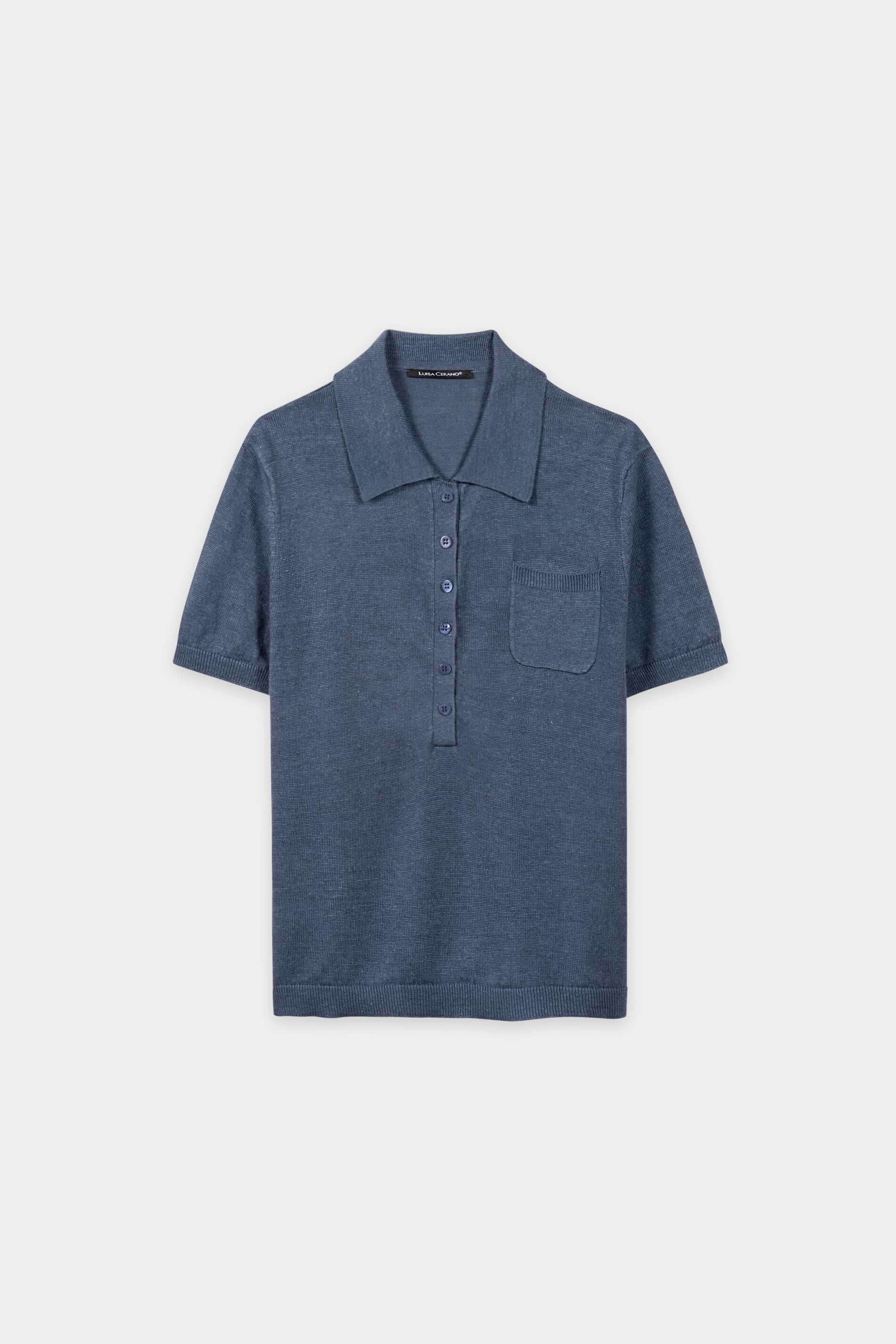 Linnen polo - blauw getint - Standaard