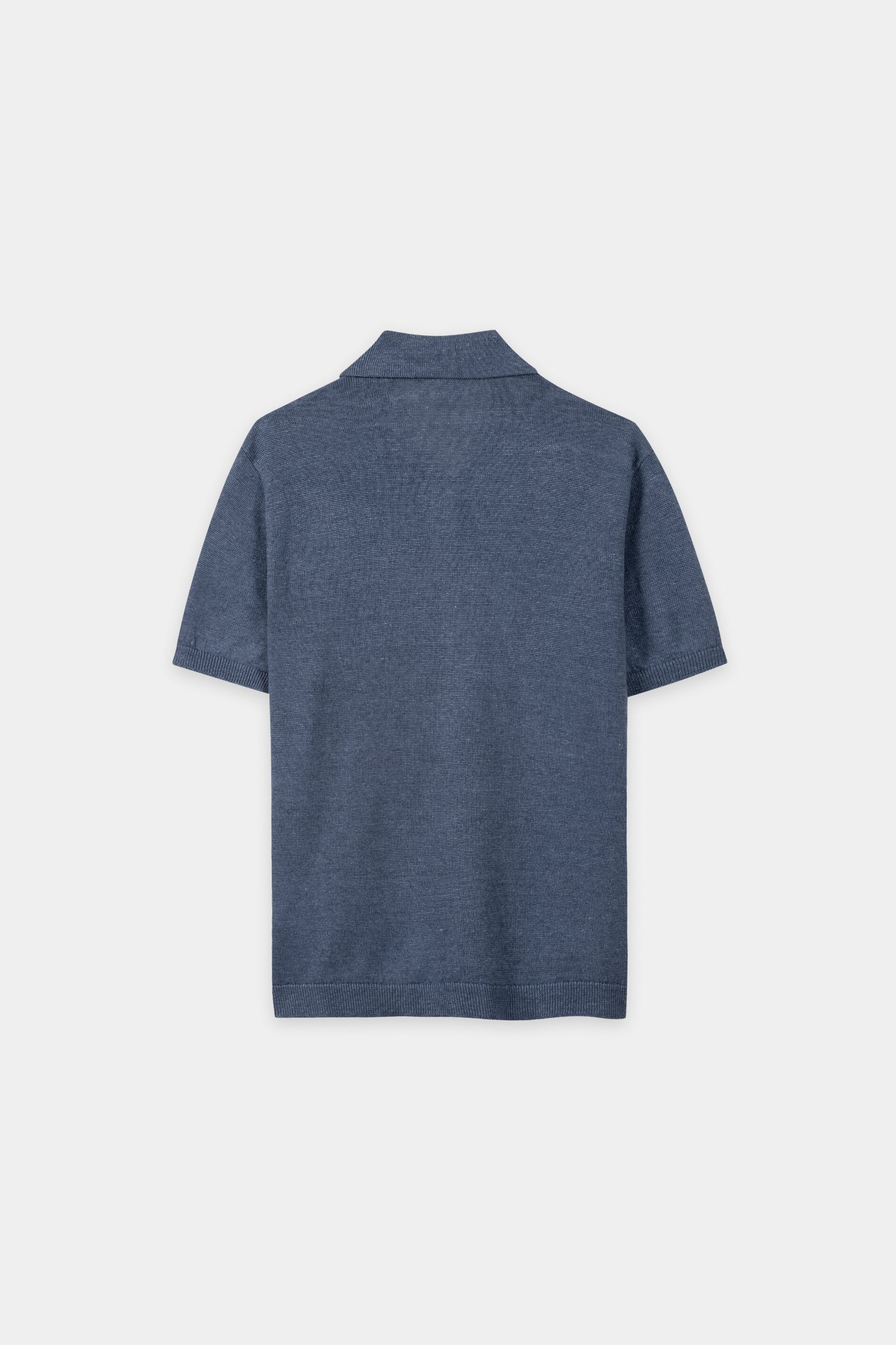Linnen polo - blauw getint - Standaard