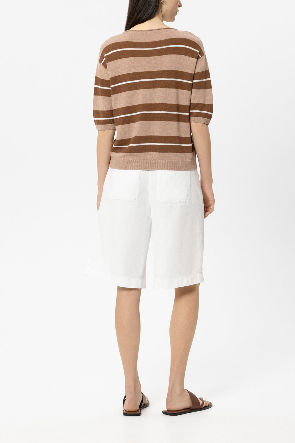 Linen sweater with preppy stripe - multi - Standard
