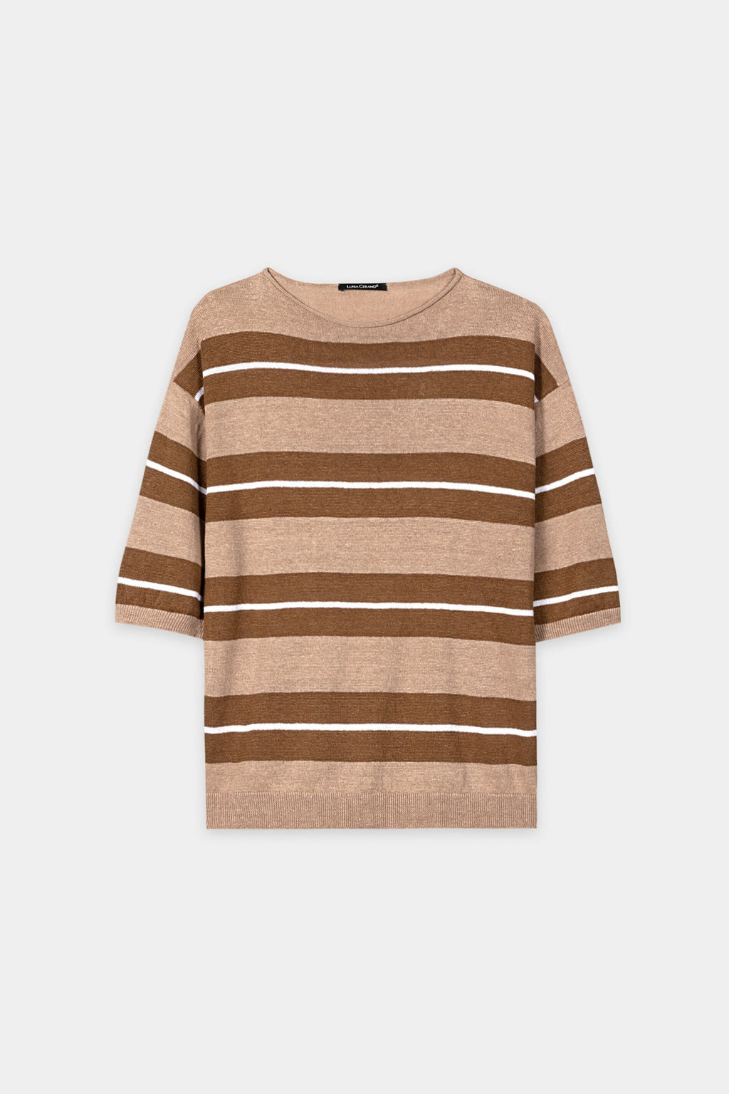 Linen sweater with preppy stripe - multi - Standard