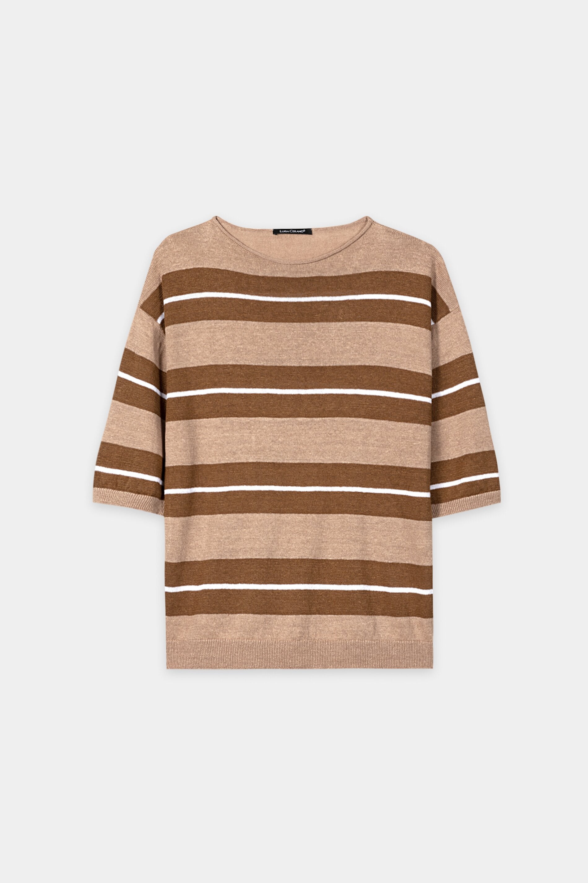 Linen sweater with preppy stripe - multi - Standard