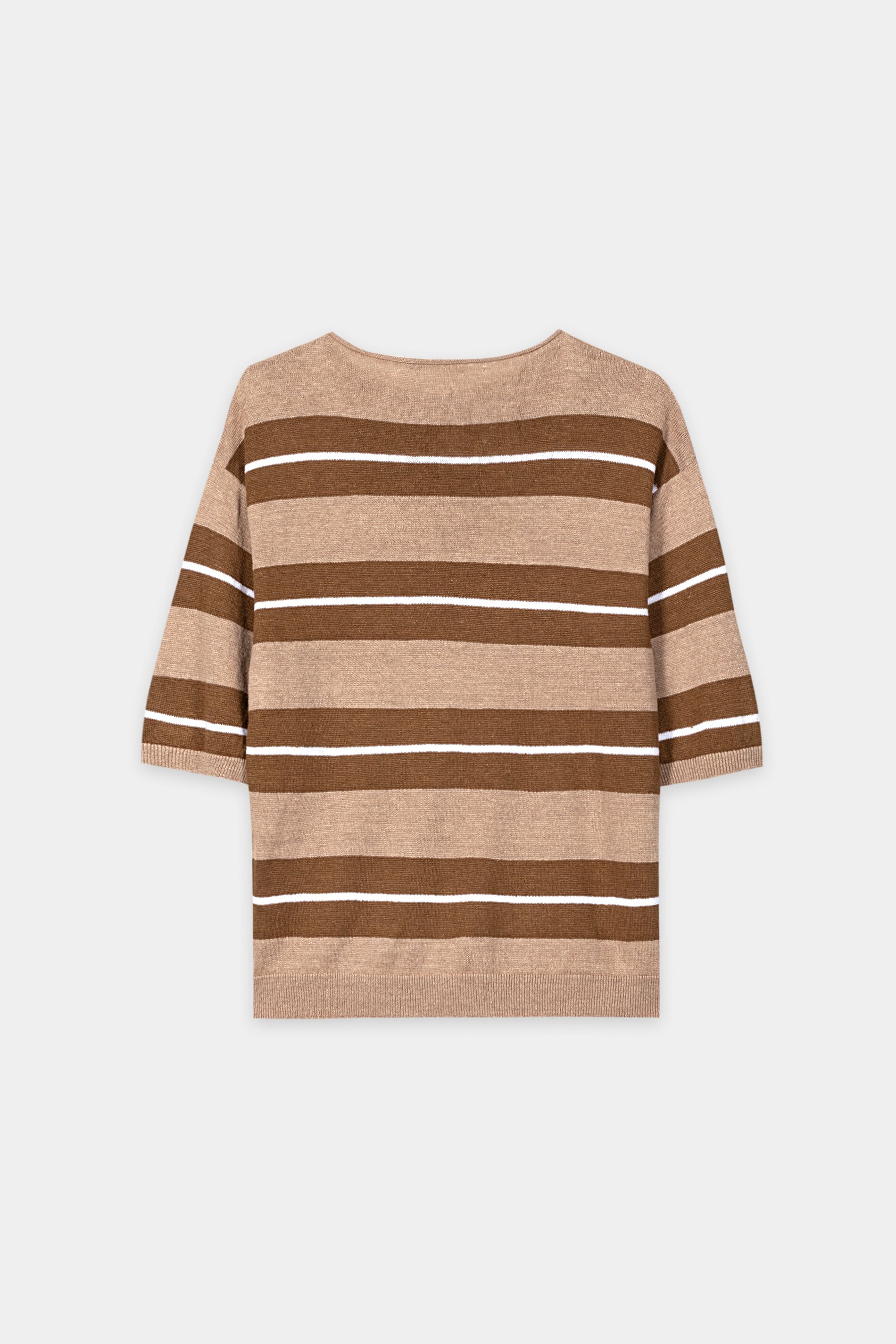 Linen sweater with preppy stripe - multi - Standard