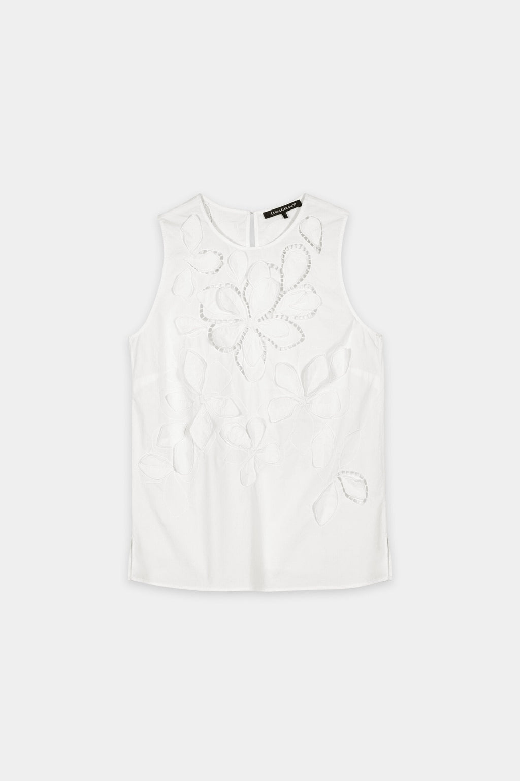 Blouse met borduursels in gaatjesmotief - wit - Standaard
