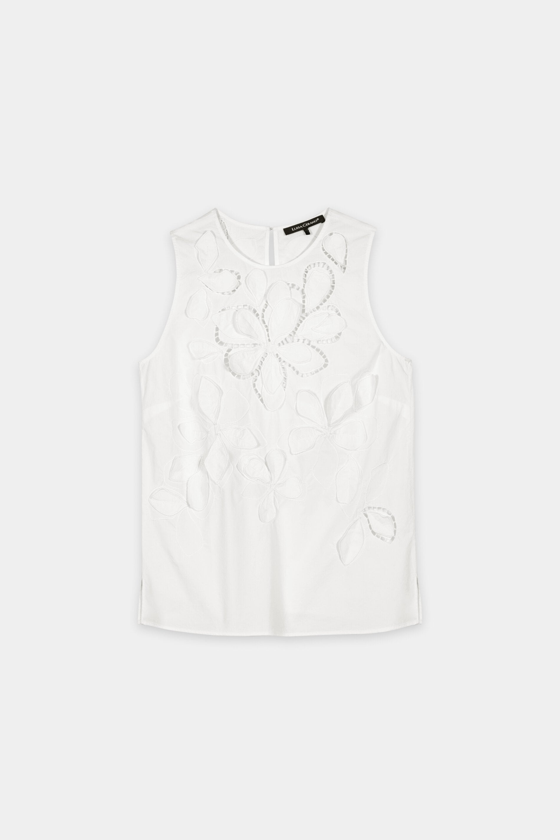 Blouse met borduursels in gaatjesmotief - wit - Standaard