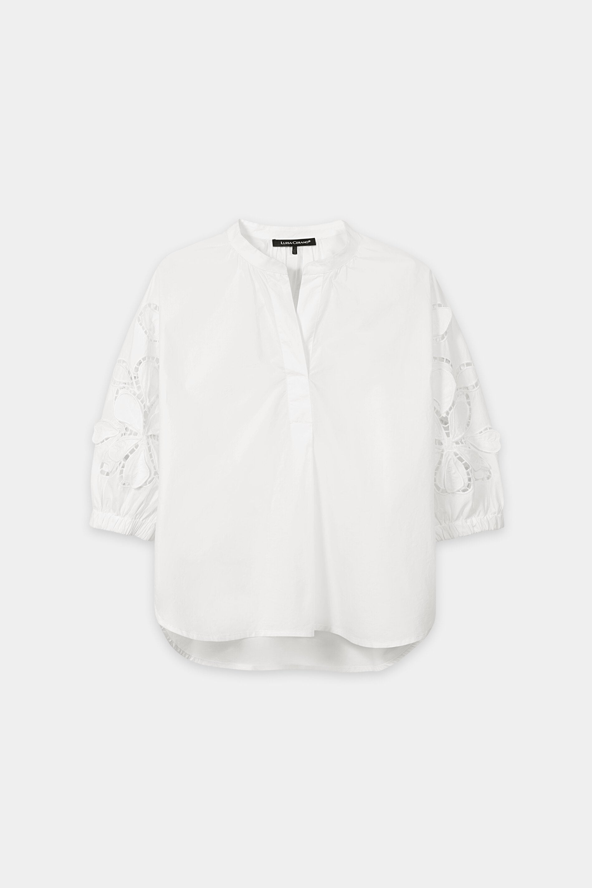 Blouse met borduursels met gaatjes - wit - Standaard
