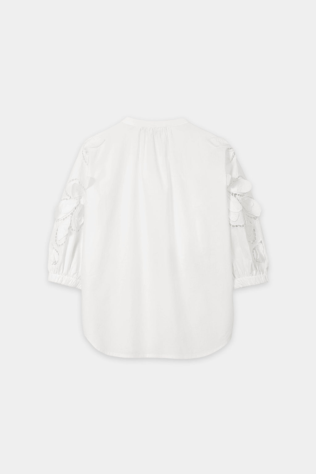 Blouse met borduursels met gaatjes - wit - Standaard