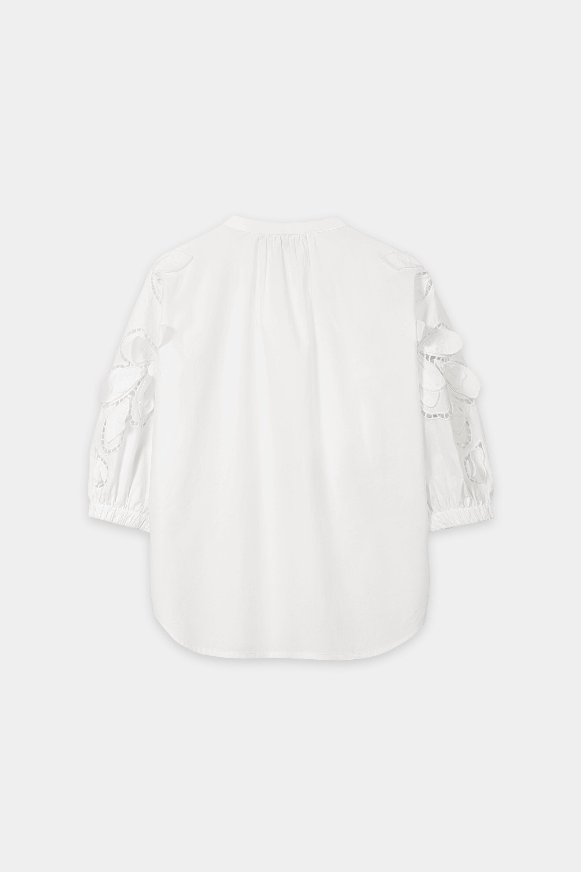 Blouse met borduursels met gaatjes - wit - Standaard
