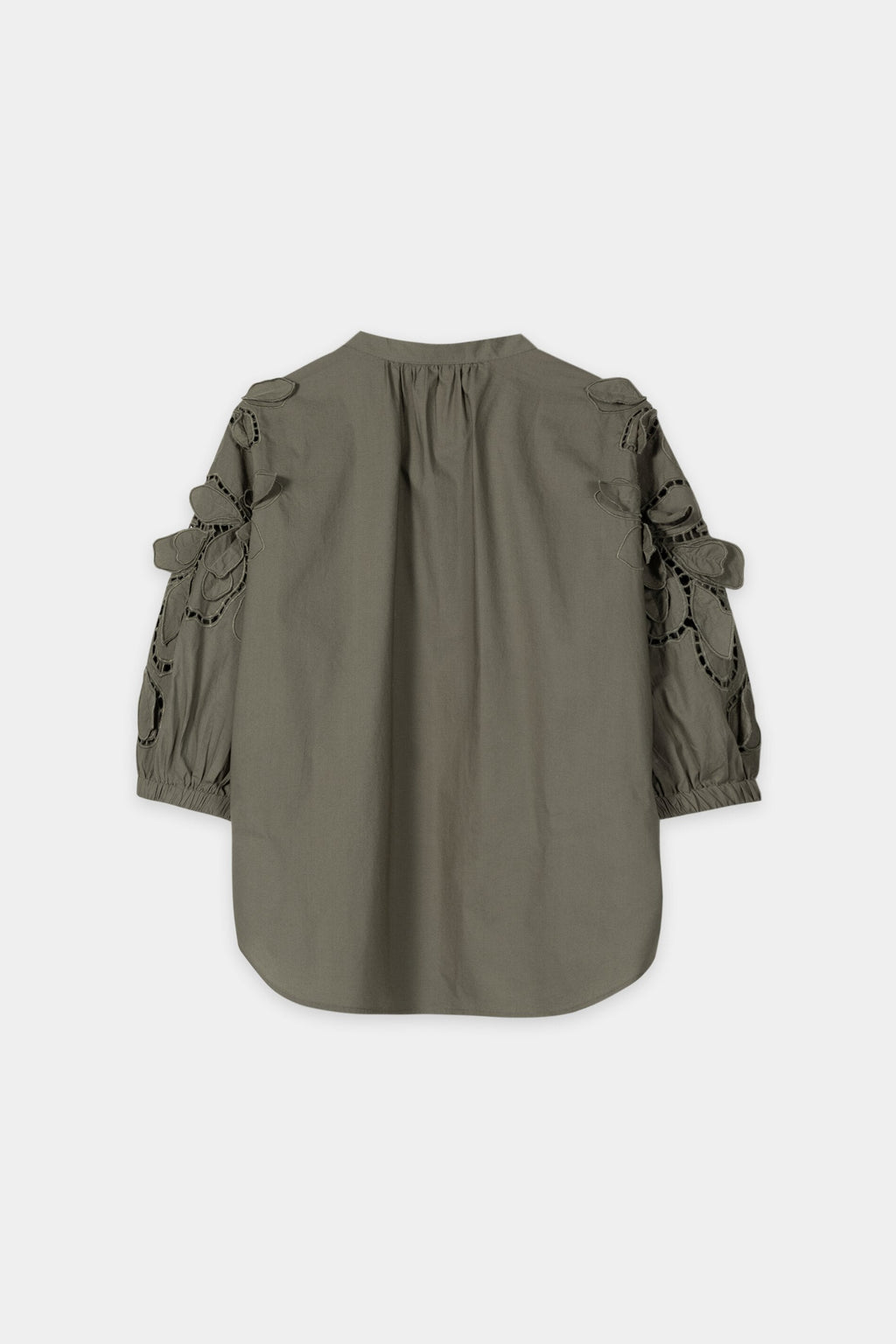 Blouse met borduursels met gaatjes - kaki - Standaard